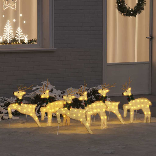 LED Reindeers 6 pcs Gold fabric