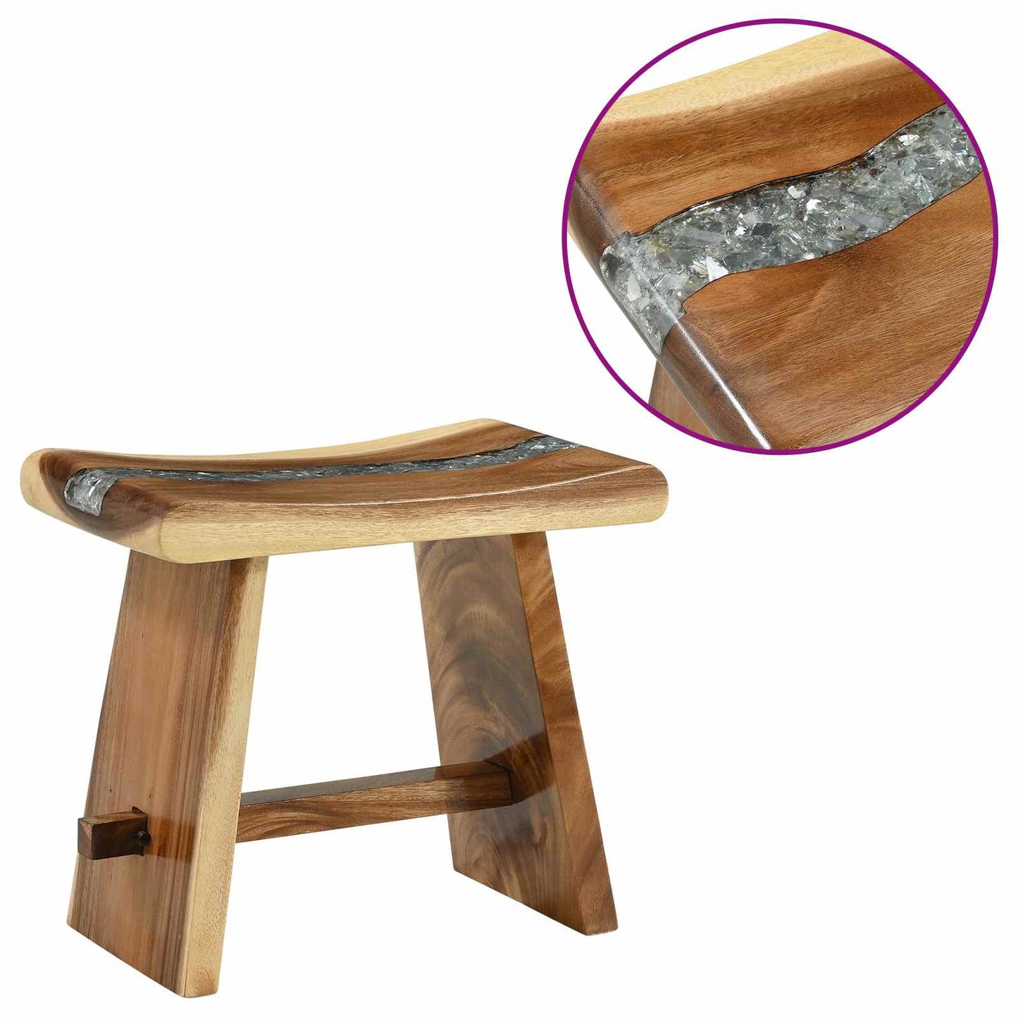 Shower Stool Natural 19.69 x 11.81 x 17.32 in Solid Suar Wood