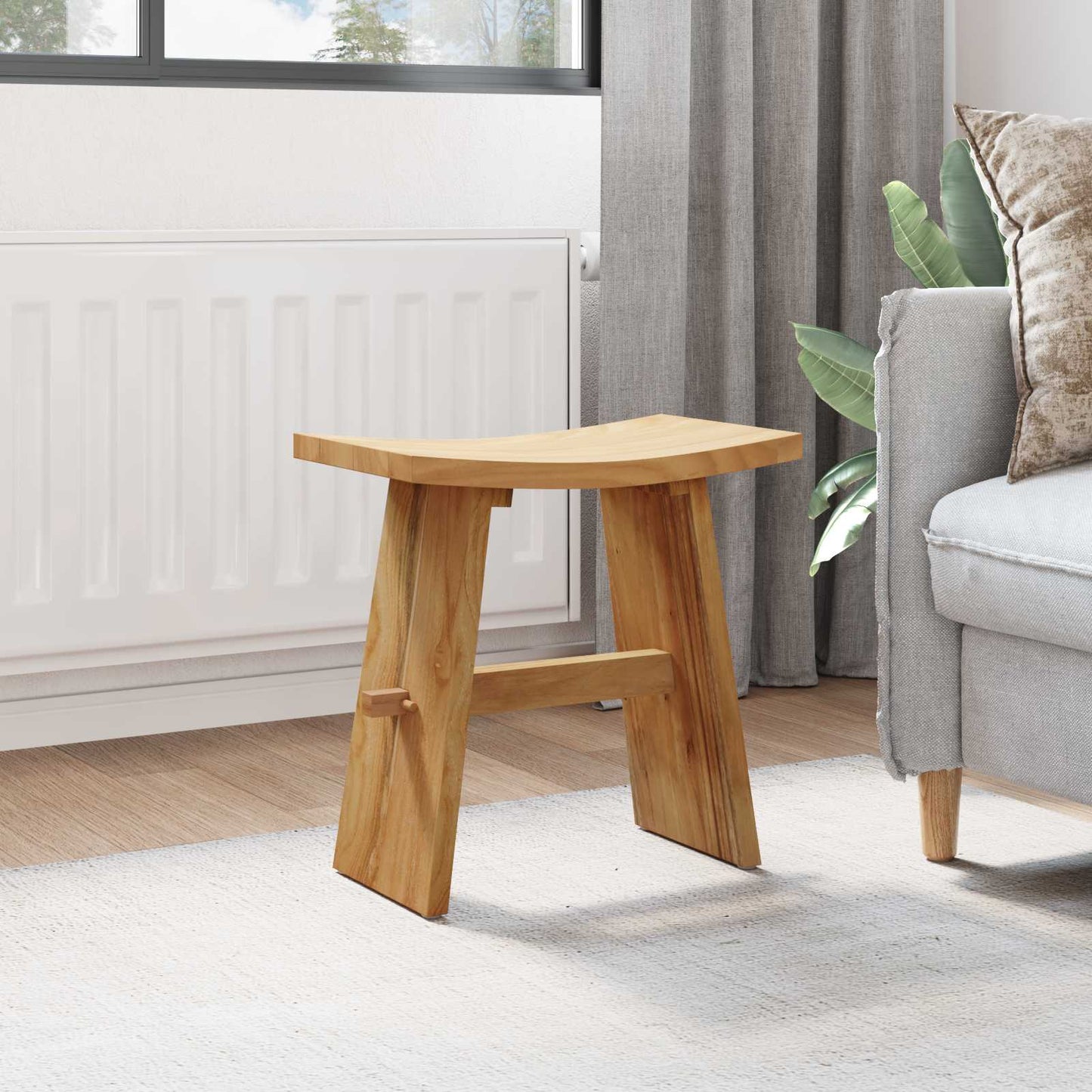 Bathroom Stool Brown 19.69 x 11.61 x 19.88 in Solid Teak Wood