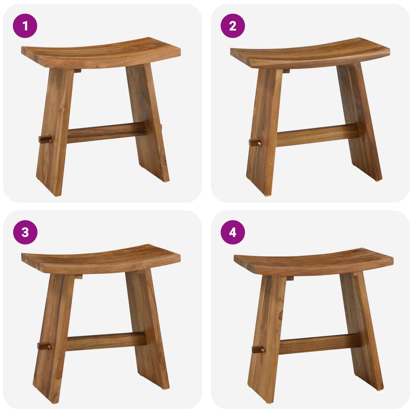Bathroom Stool Brown 19.69 x 11.61 x 19.88 in Solid Teak Wood