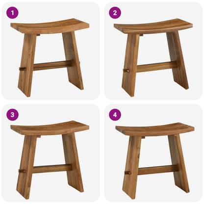 Bathroom Stool Brown 19.69 x 11.61 x 19.88 in Solid Teak Wood