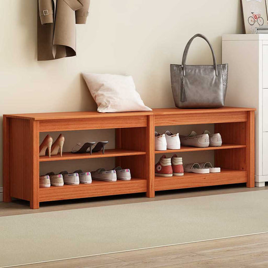 Shoe Bench Wax brown 160 x 36.5 x 50 cm Solid pine wood