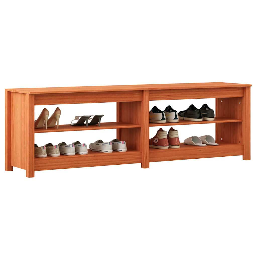 Shoe Bench Wax brown 160 x 36.5 x 50 cm Solid pine wood
