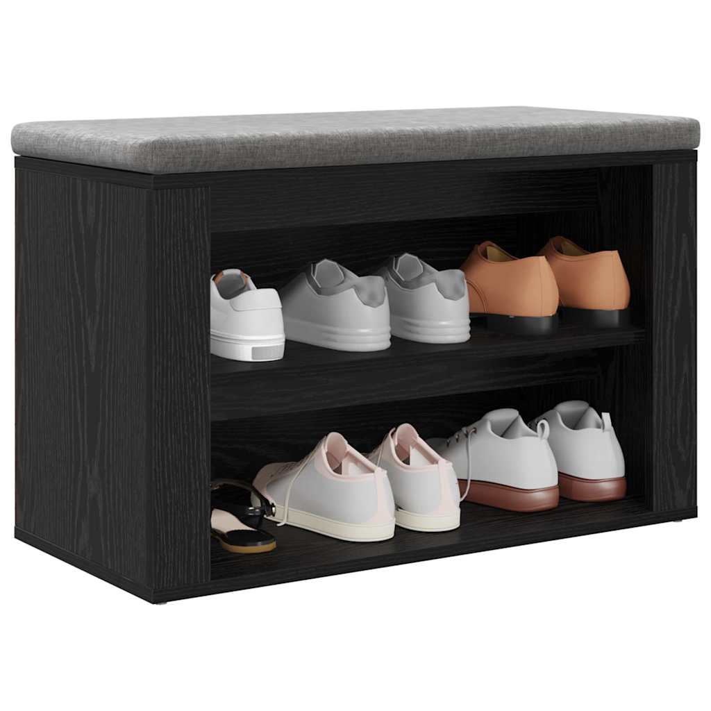 Shoe Rack with Shelf Black oak 75 x 35 x 45 cm Engineered wood