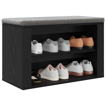 Shoe Rack with Shelf Black oak 75 x 35 x 45 cm Engineered wood