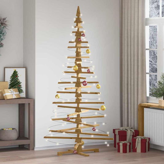 Wooden Christmas Tree with Stand Brown 82.7" Solid pine wood