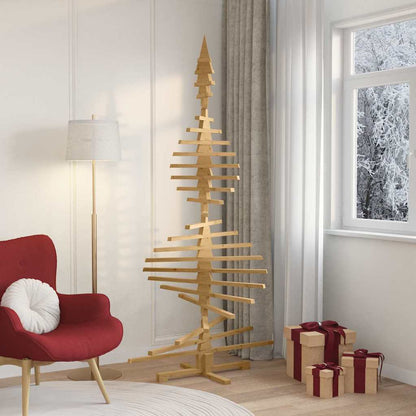 Wooden Christmas Tree with Stand Brown 82.7" Solid pine wood