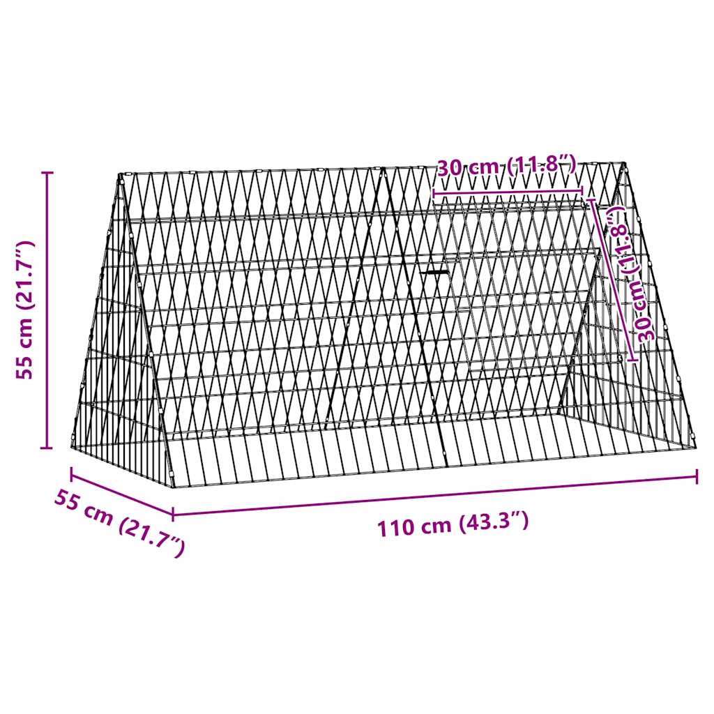 Chicken Cage Silver 43.31 x 21.65 x 21.65 in Galvanised Steel