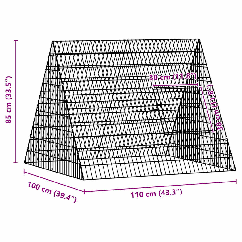 Chicken Cage Silver 43.31 x 39.37 x 33.46 in Galvanised Steel
