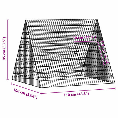 Chicken Cage Silver 43.31 x 39.37 x 33.46 in Galvanised Steel