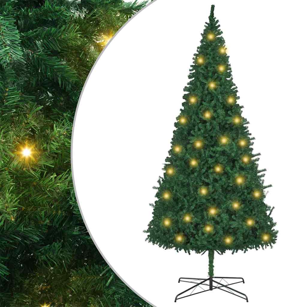 Christmas Tree with Decorative String Lights Green 157.5" PVC