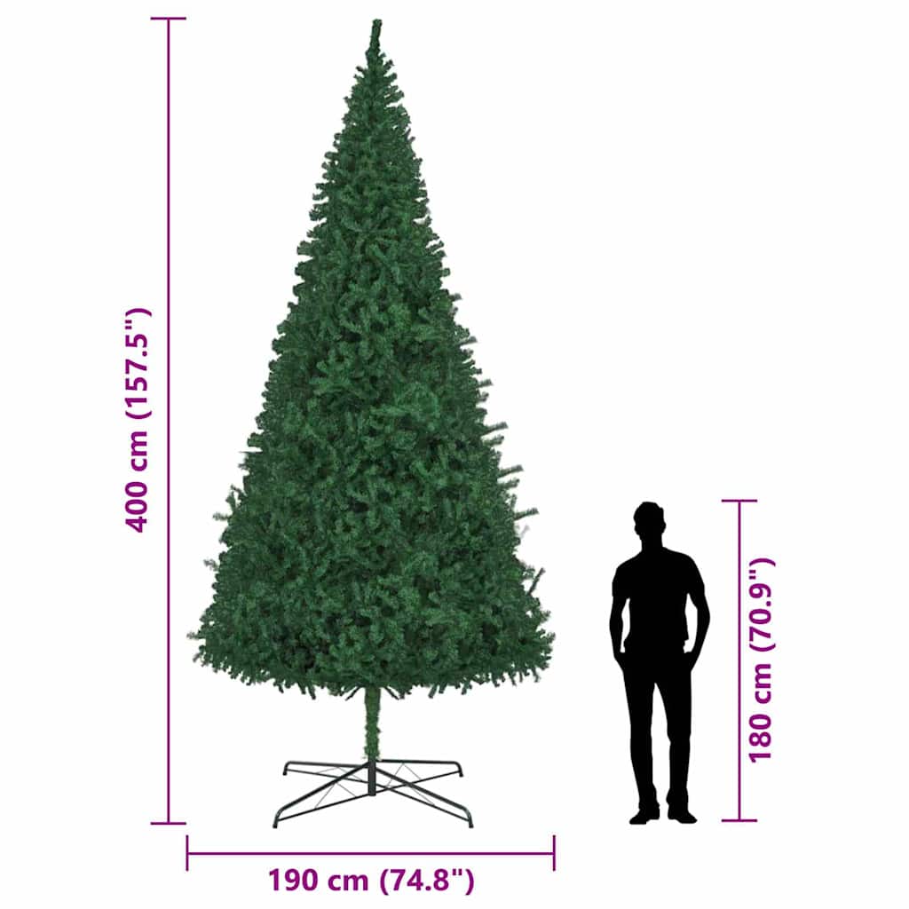 Christmas Tree with Decorative String Lights Green 157.5" PVC