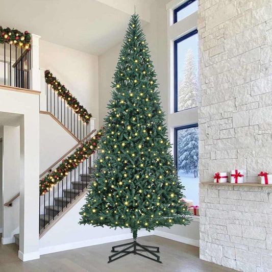Artificial Pre-lit Christmas Tree with Stand Green 196.9" PVC