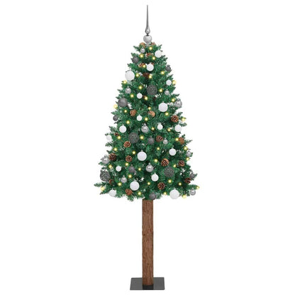 Slim Christmas Tree Green 70.9" PVC and Solid Pine wood
