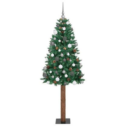 Slim Christmas Tree Green 70.9" PVC and Solid Pine wood