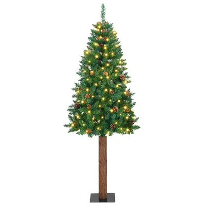 Slim Christmas Tree Green 82.7" PVC and Solid Pine wood