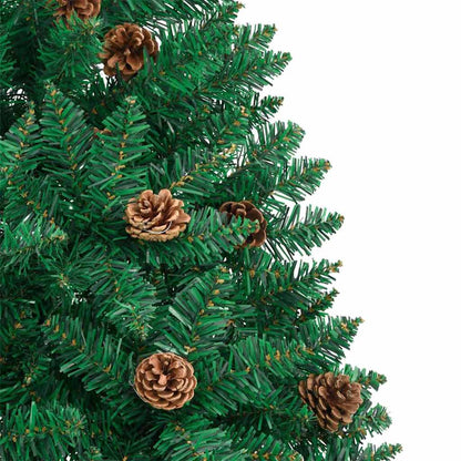 Slim Christmas Tree Green 82.7" PVC and Solid Pine wood