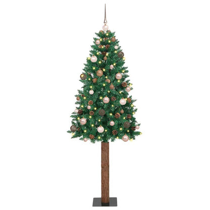 Slim Christmas Tree Green 82.7" PVC and Solid Pine wood