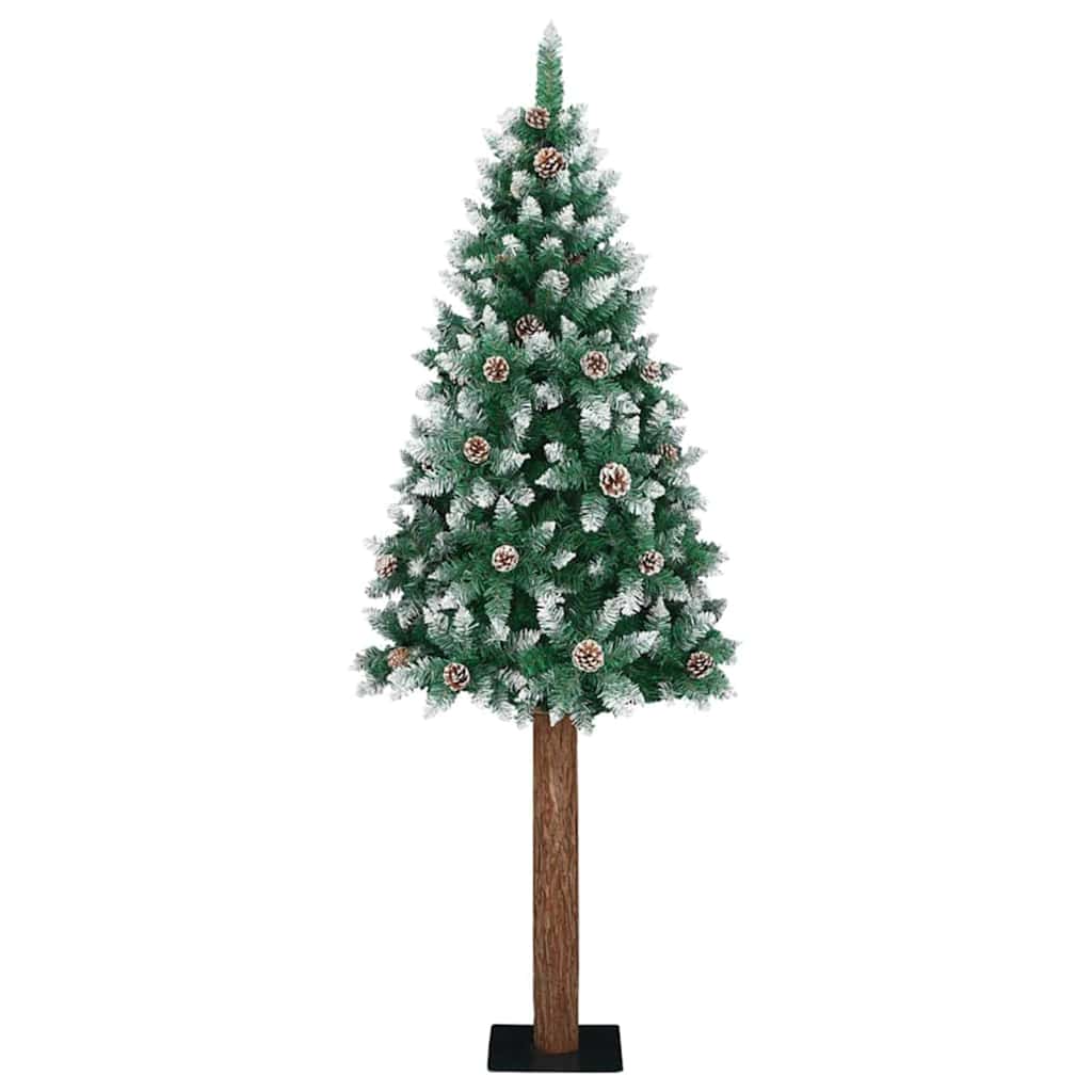 Slim Christmas Tree Green 70.9" PVC and Solid Pine wood