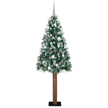 Slim Christmas Tree Green 70.9" PVC and Solid Pine wood