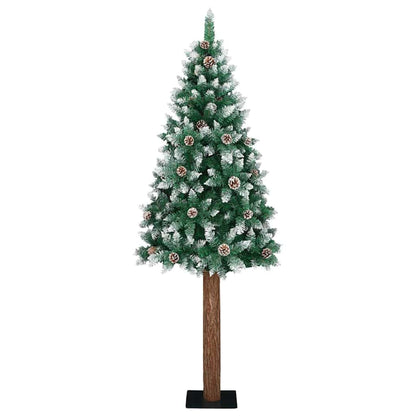 Slim Christmas Tree Green 70.9" PVC and Solid Pine wood