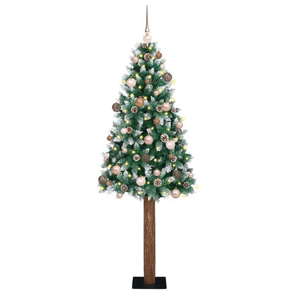 Slim Christmas Tree Green 82.7" PVC and Solid Pine wood