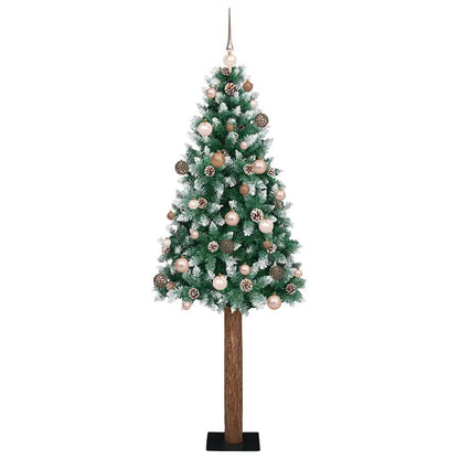 Slim Christmas Tree Green 82.7" PVC and Solid Pine wood