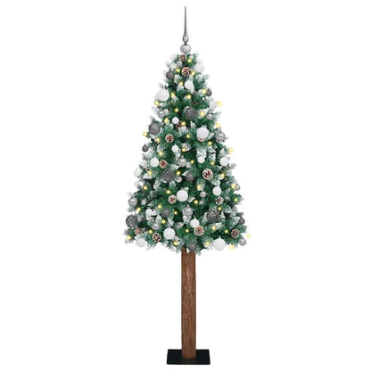 Slim Christmas Tree Green 82.7" PVC and Solid Pine wood