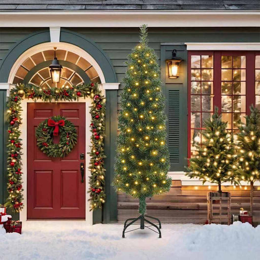 Artificial Christmas Tree Green 82.7" PVC and Steel and Plastic