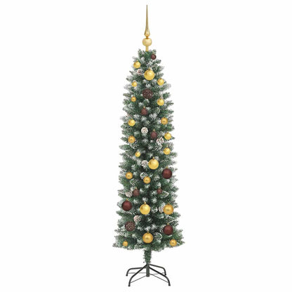 Artificial Slim Christmas Tree Green and White 59.06 in