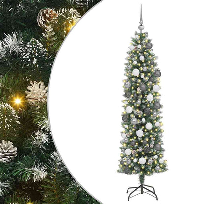 Artificial Slim Christmas Tree Green and White 70.87 in