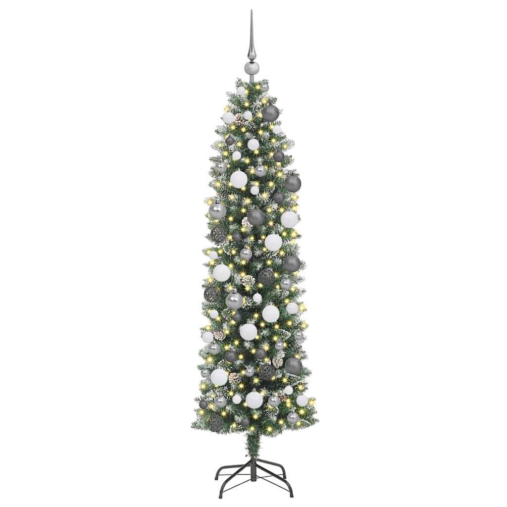 Artificial Slim Christmas Tree Green and White 70.87 in