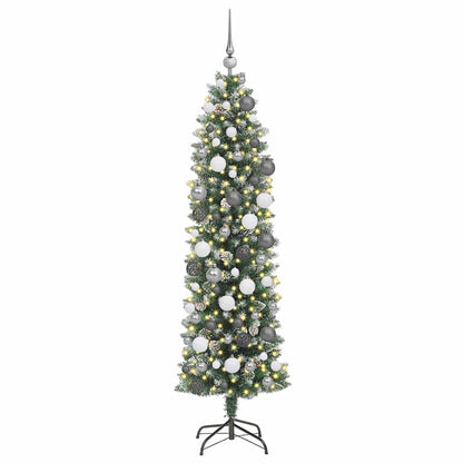 Artificial Slim Christmas Tree Green and White 70.87 in