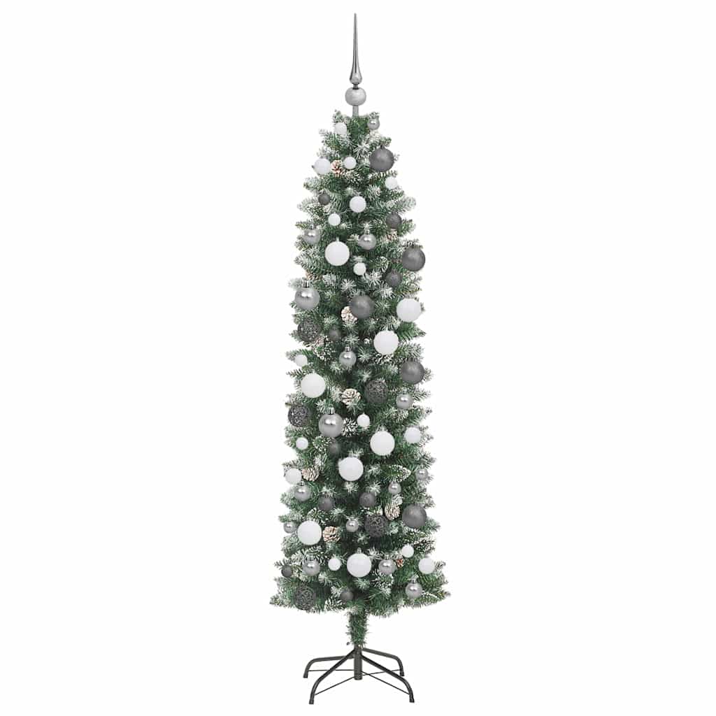 Artificial Slim Christmas Tree Green and White 70.87 in