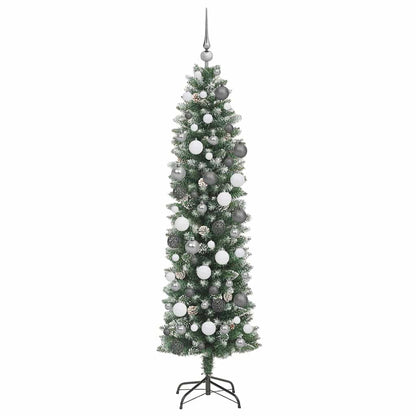 Artificial Slim Christmas Tree Green and White 70.87 in