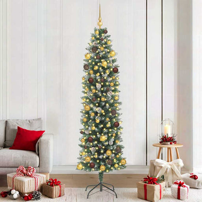 Artificial Slim Christmas Tree Green and White 82.68 in