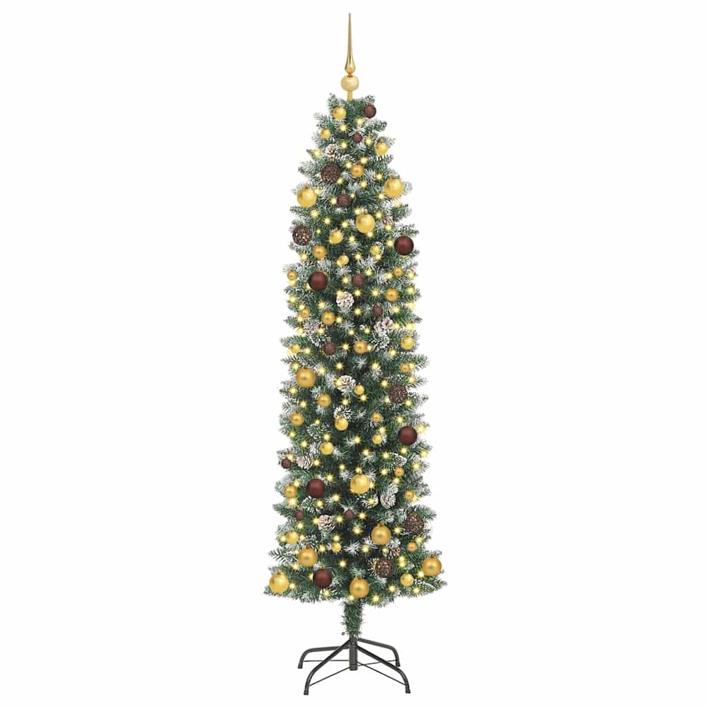 Artificial Slim Christmas Tree Green and White 82.68 in