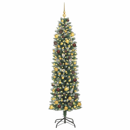 Artificial Slim Christmas Tree Green and White 82.68 in