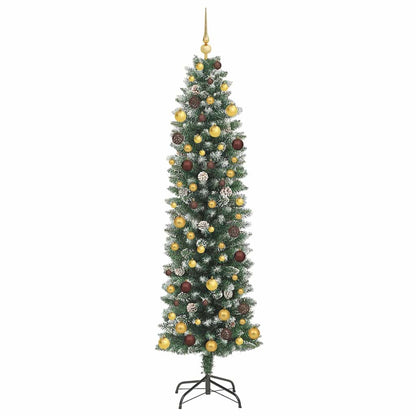Artificial Slim Christmas Tree Green and White 82.68 in