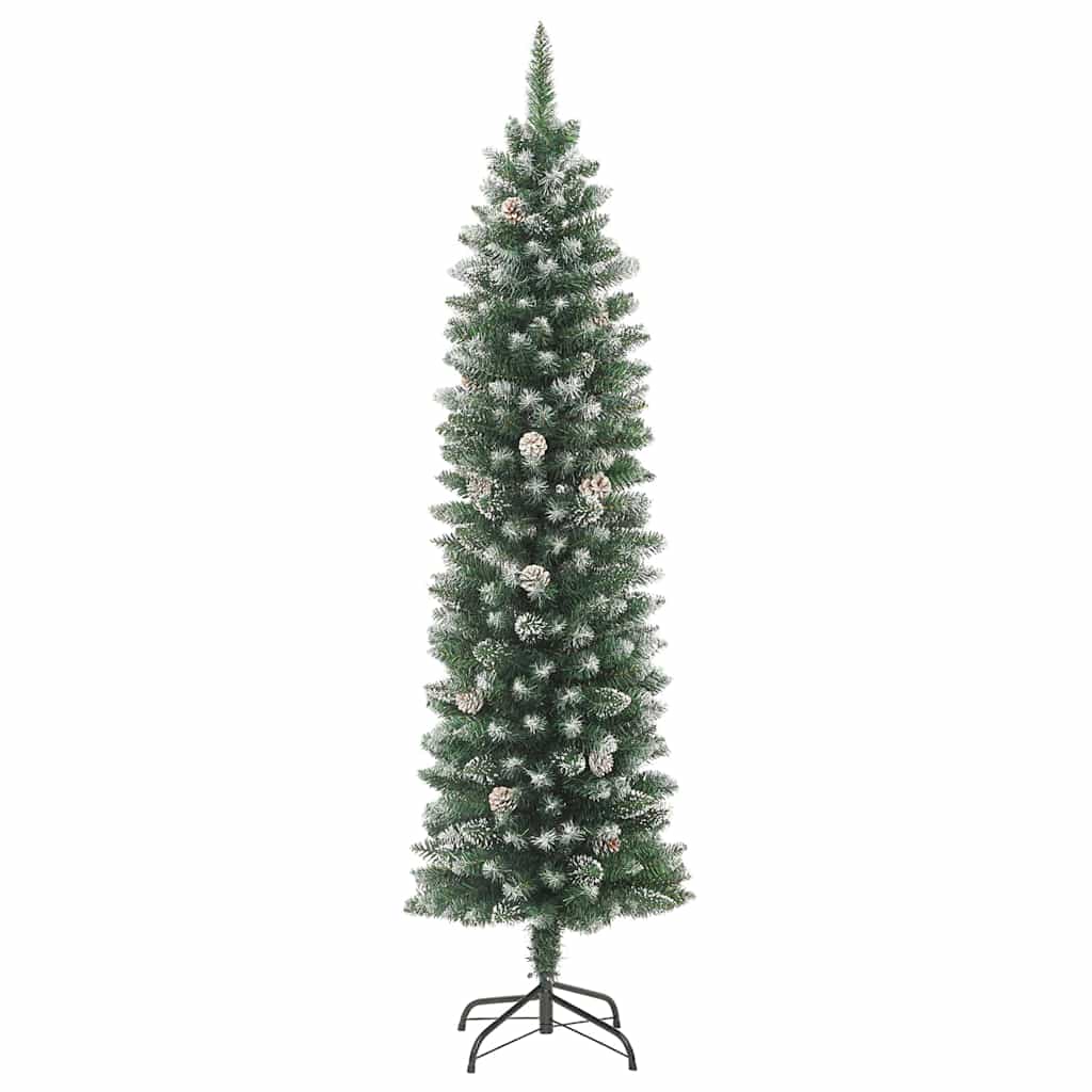 Artificial Slim Christmas Tree Green and White 82.68 in