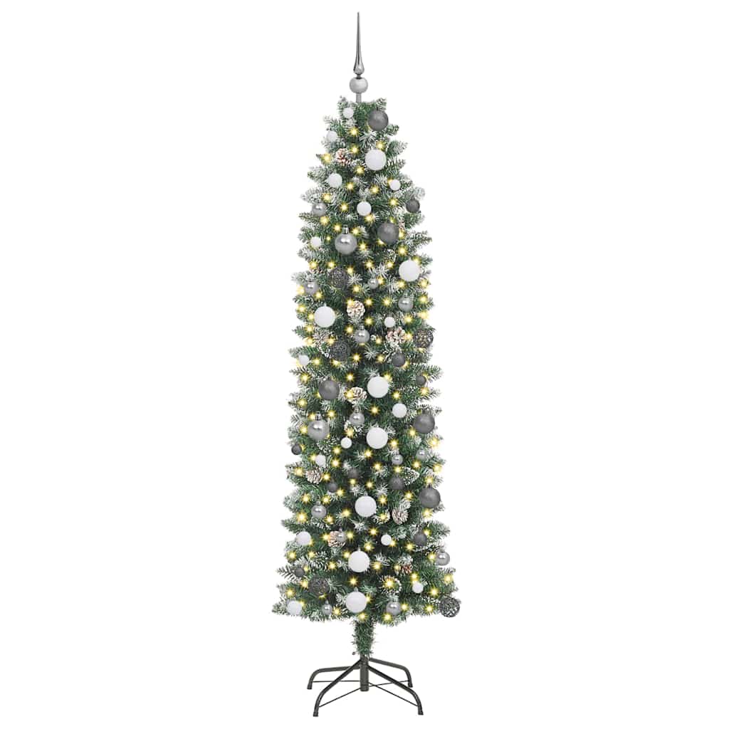 Artificial Slim Christmas Tree Green and White 82.68 in
