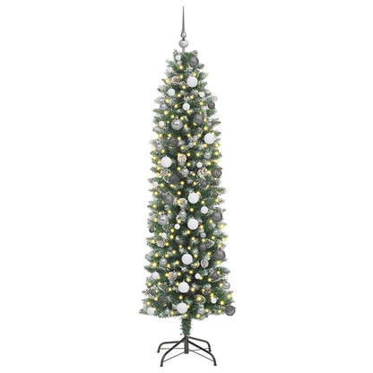 Artificial Slim Christmas Tree Green and White 82.68 in