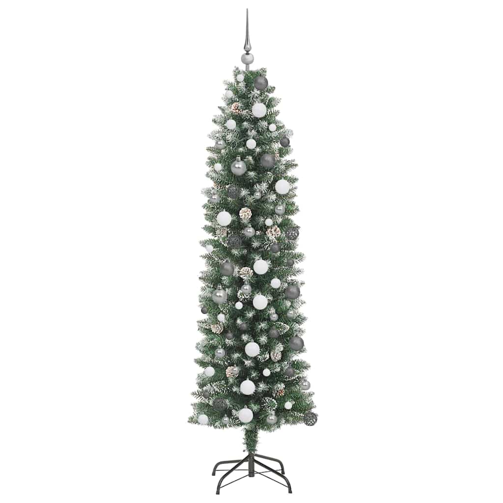 Artificial Slim Christmas Tree Green and White 82.68 in