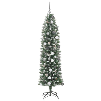 Artificial Slim Christmas Tree Green and White 82.68 in