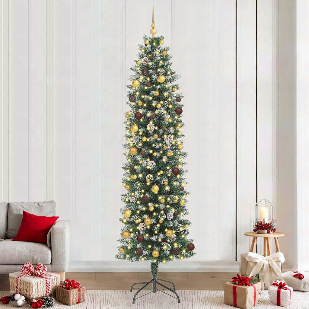 Artificial Slim Christmas Tree with 300 LEDs Green 94.5