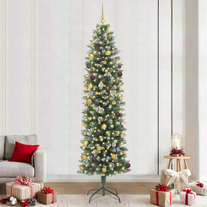 Artificial Slim Christmas Tree with 300 LEDs Green 94.5