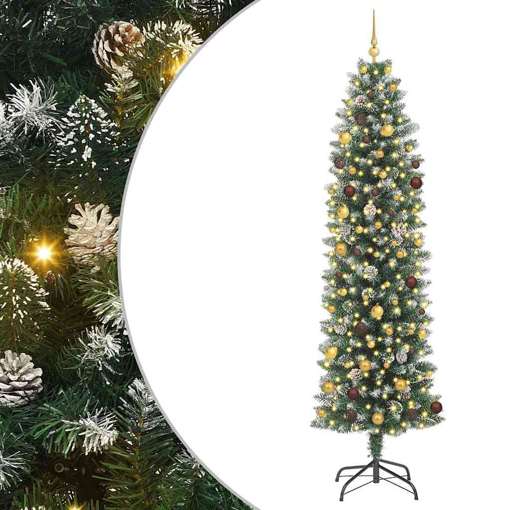 Artificial Slim Christmas Tree with 300 LEDs Green 94.5