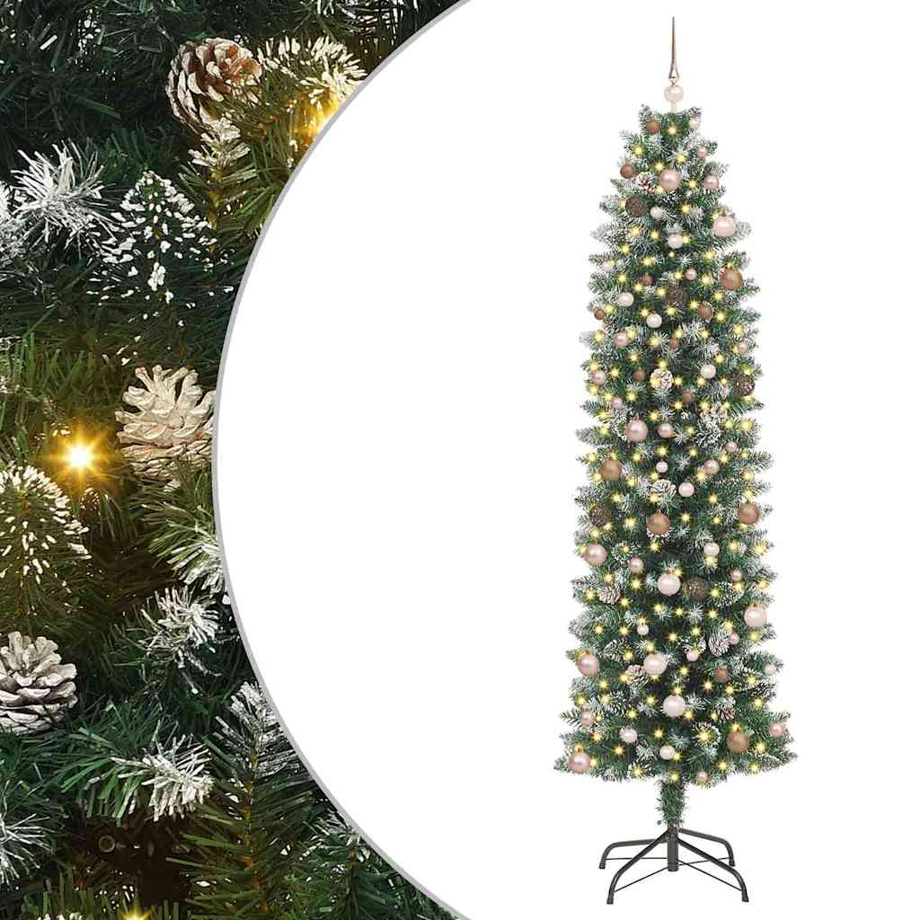 Artificial Slim Christmas Tree with 300 LEDs Green 94.5