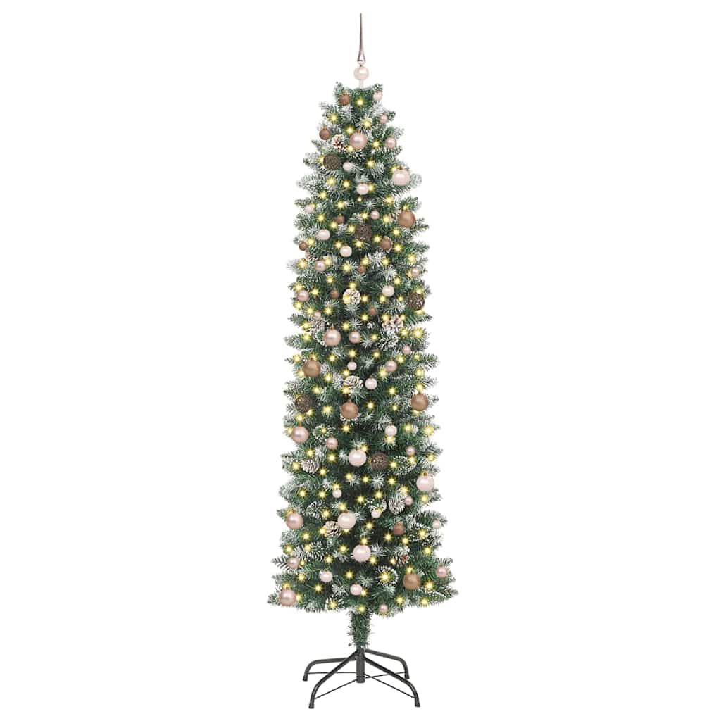 Artificial Slim Christmas Tree with 300 LEDs Green 94.5