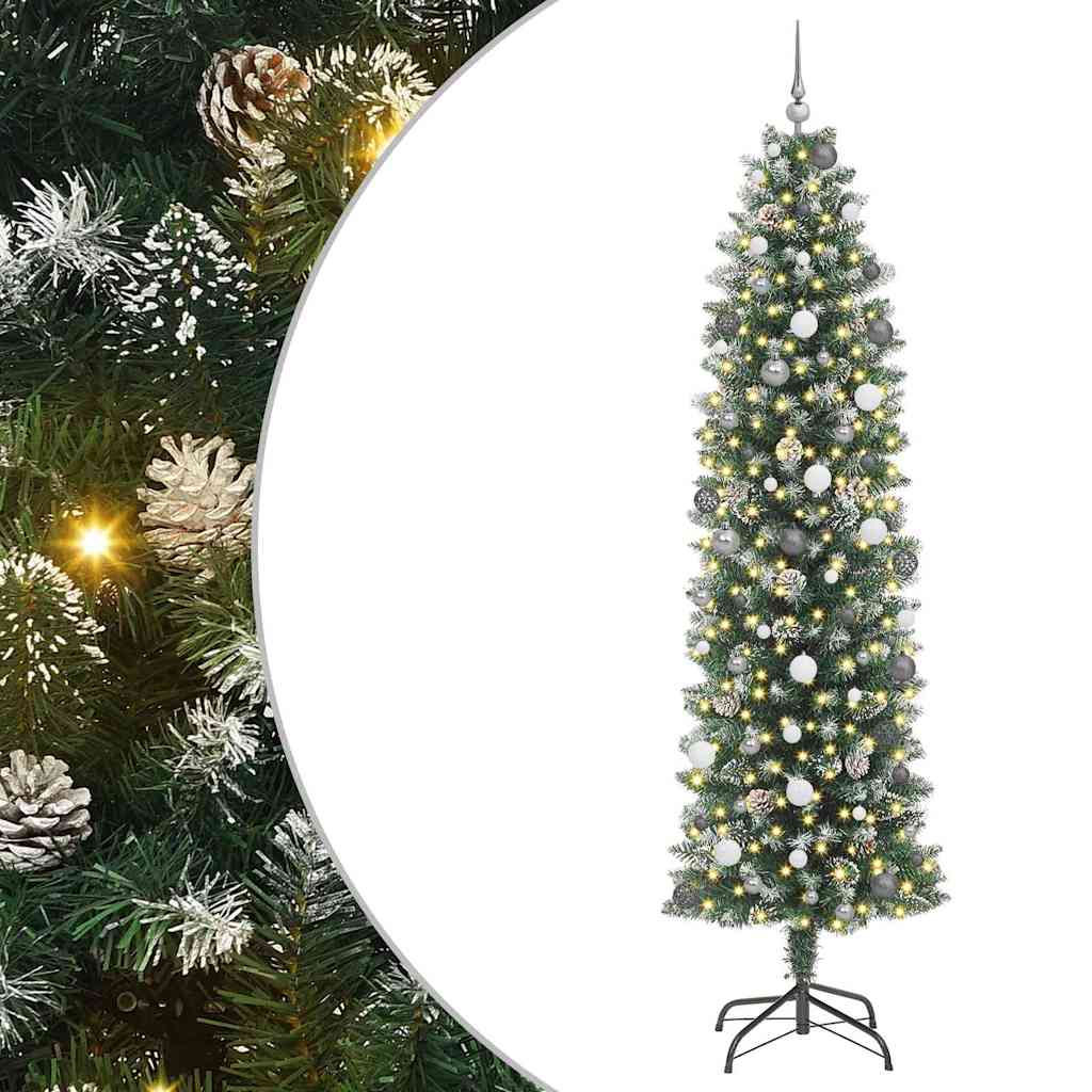 Artificial Slim Christmas Tree with 300 LEDs Green 94.5